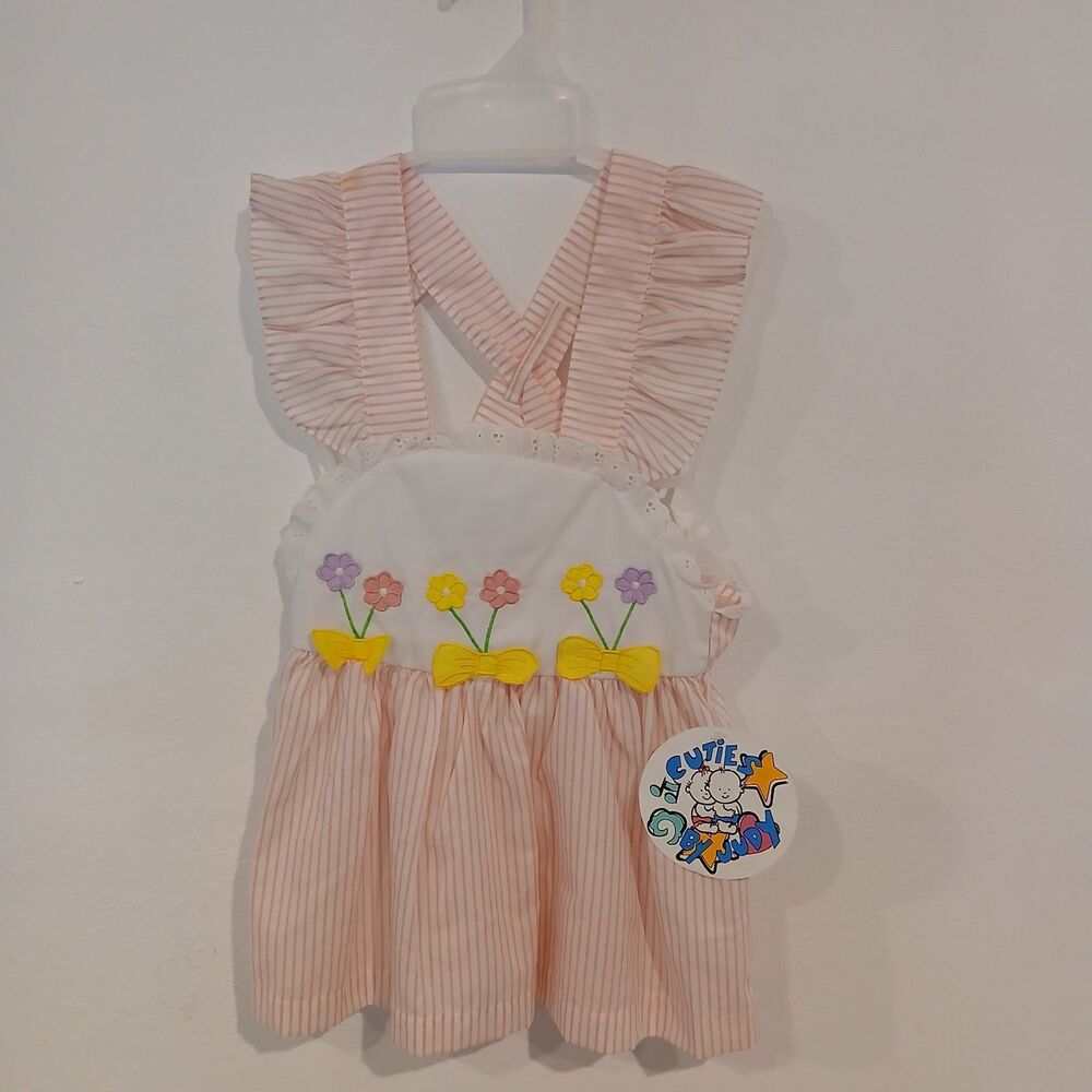 NWT Vintage Cuties by Judy Dress Flowers and Bows, Pink, Size 3